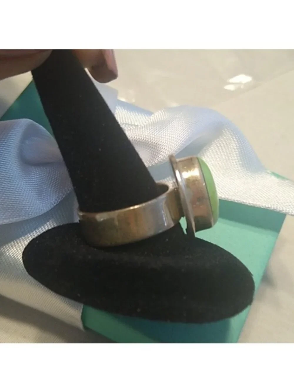 Sterling Silver Sonora Green Copper Turquoise Ring 925 Mexico, size 6.5